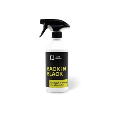 Gel lucios pentru anvelope Liquid Elements Gel pentru anvelope și plastic „BACK IN BLACK” (500 ml)