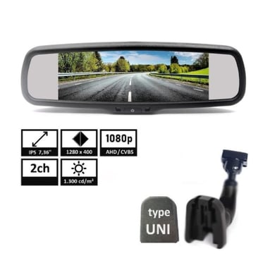 Ecran AHD 7" în oglindă, cu suport și bază pentru sticlă TFT MIRROR7 AHD