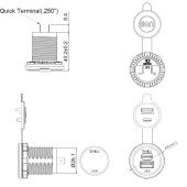 Încărcător USB-A și USB-C încorporat, QC3.0, PD 3.0 MY1298