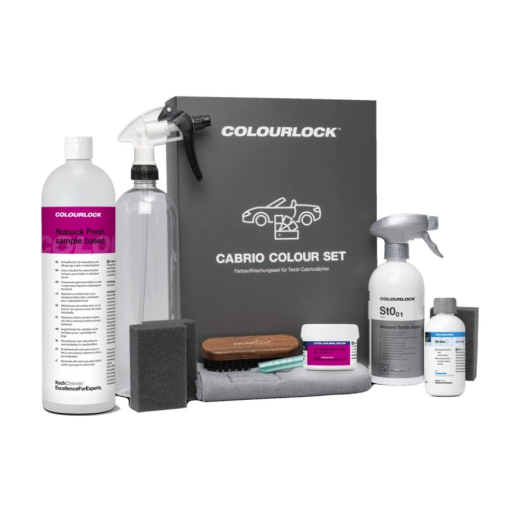 Set de curățare și îngrijire pentru mașini decapotabile COLOURLOCK de la KochChemie Cabrio Colour Set gri maro închis